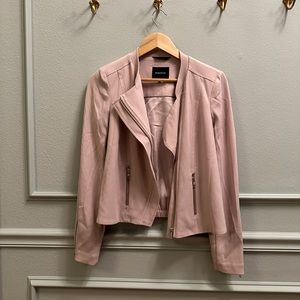 Aritzia Babaton Beige Jacket with Diagonal Zipper